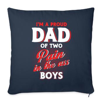 Fier Papa Père Papa Deux Garçons - Housse de coussin décorative 45 x 45 cm - bleu marine - Devant
