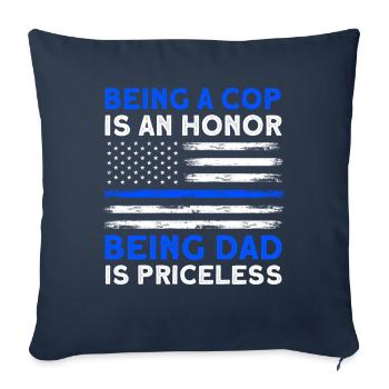 Papa PoliceMan Police Grand-père - Housse de coussin décorative 45 x 45 cm - bleu marine - Devant