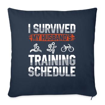 Surviving training of the husband triathlon - Sofa pillowcase 17,3'' x 17,3'' (45 x 45 cm) - navy - Front