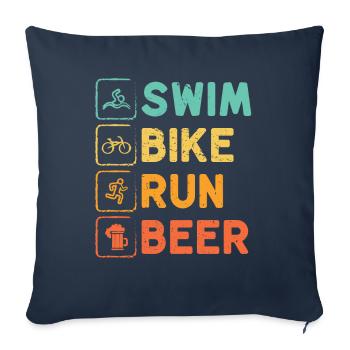 Swimming Cycling Running Beer Triathlon Athlete - Sofa pillowcase 17,3'' x 17,3'' (45 x 45 cm) - navy - Front