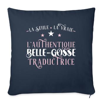 Traductrice Idée Cadeau Métier Citation Traduction - Housse de coussin décorative 45 x 45 cm - bleu marine - Devant