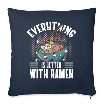 Tout va mieux avec les amateurs de ramen Japon - Housse de coussin décorative 45 x 45 cm - bleu marine - Devant