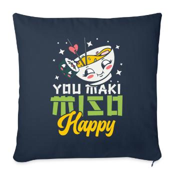 Vous Maki Miso Happy Ramen Lover Japon - Housse de coussin décorative 45 x 45 cm - bleu marine - Devant