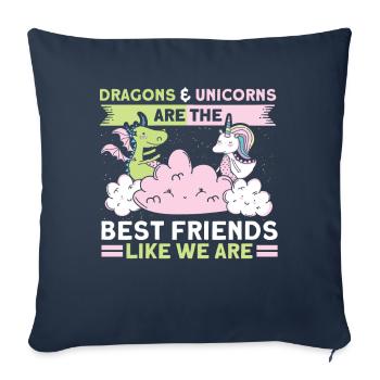 Friends Dragon Unicorn Unicorn Lovers - Sofa pillowcase 17,3'' x 17,3'' (45 x 45 cm) - navy - Front