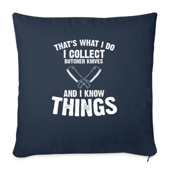 Objets blancs et collecteur de couteaux de cuisine - Housse de coussin décorative 45 x 45 cm - bleu marine - Devant