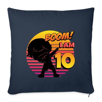 Boom J’ai 10 | Anniversaire Garçon | Fête du 10e anniversaire - Housse de coussin décorative 45 x 45 cm - bleu marine - Devant