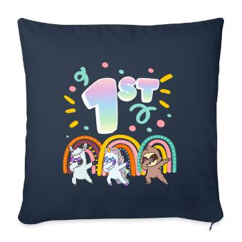 1st Birthday Dabbing Llama Unicorn Sloth | 1st - Sofakissenbezug 45 x 45 cm - Navy - Vorne