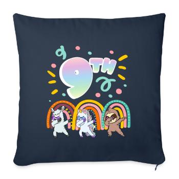 9ème anniversaire Dabbing Llama Licorne Paresseux | 9. - Housse de coussin décorative 45 x 45 cm - bleu marine - Devant