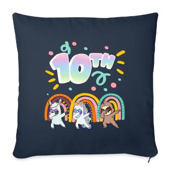 10ème anniversaire Dabbing Llama Licorne Paresseux | - Housse de coussin décorative 45 x 45 cm - bleu marine - Devant