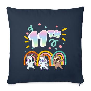 11ème anniversaire Dabbing Llama Licorne Paresseux | - Housse de coussin décorative 45 x 45 cm - bleu marine - Devant