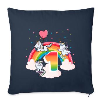 1st Birthday Rainbow Unicorn Theme Birthday - Sofa pillowcase 17,3'' x 17,3'' (45 x 45 cm) - navy - Front