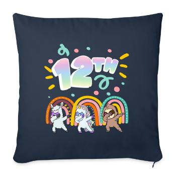 12ème anniversaire Dabbing Llama Licorne Paresseux | - Housse de coussin décorative 45 x 45 cm - bleu marine - Devant