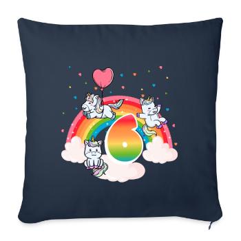 6ème anniversaire Dabbing Llama Licorne Paresseux | sixième - Housse de coussin décorative 45 x 45 cm - bleu marine - Devant