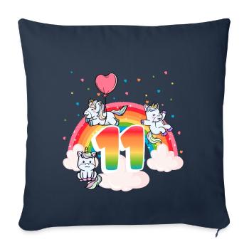 11th Birthday Rainbow Unicorn Theme - Sofa pillowcase 17,3'' x 17,3'' (45 x 45 cm) - navy - Front