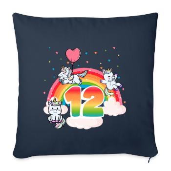 12th Birthday Rainbow Unicorn Theme - Sofa pillowcase 17,3'' x 17,3'' (45 x 45 cm) - navy - Front