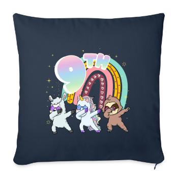 9ème anniversaire Dabbing Llama Licorne Paresseux | 9. - Housse de coussin décorative 45 x 45 cm - bleu marine - Devant