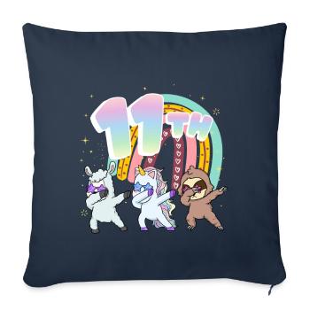 11ème anniversaire Dabbing Llama Licorne Paresseux | - Housse de coussin décorative 45 x 45 cm - bleu marine - Devant