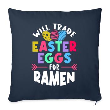 Échangez les œufs de Pâques contre des ramen | | amateur de ramen - Housse de coussin décorative 45 x 45 cm - bleu marine - Devant