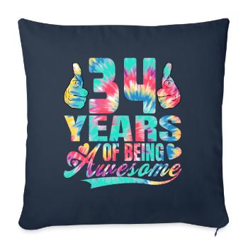 34th birthday or anniversary 34 years of being - Sofa pillowcase 17,3'' x 17,3'' (45 x 45 cm) - navy - Front