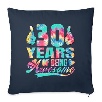 30e anniversaire ou anniversaire 30 ans d’existence - Housse de coussin décorative 45 x 45 cm - bleu marine - Devant