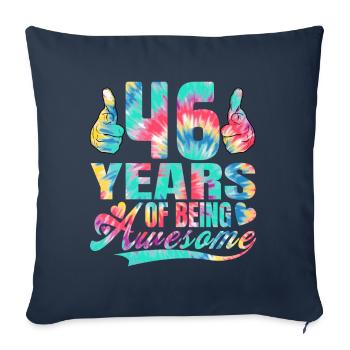 46e anniversaire ou anniversaire 46 ans d’existence - Housse de coussin décorative 45 x 45 cm - bleu marine - Devant