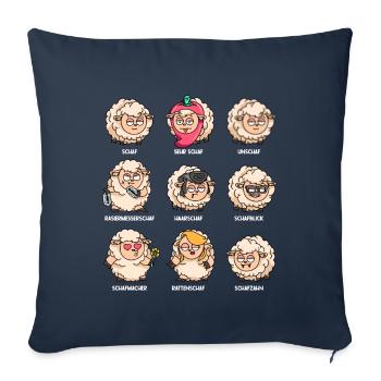 Wortspiel schaf unschaf Schafherde lustige Schafe - Sofakissenbezug 45 x 45 cm - Navy - Vorne
