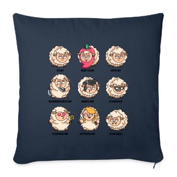 Wortspiel schaf unschaf Schafherde lustige Schafe - Sofakissenbezug 45 x 45 cm - Navy - Vorne