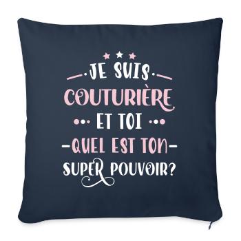 Couturière Idée Cadeau Couture Tricot Citation - Housse de coussin décorative 45 x 45 cm - bleu marine - Devant