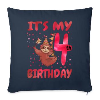 4th Birthday Cute Sloth Party Hat - Sofa pillowcase 17,3'' x 17,3'' (45 x 45 cm) - navy - Front