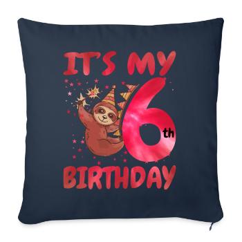 6th Birthday Cute Sloth Party Hat - Sofa pillowcase 17,3'' x 17,3'' (45 x 45 cm) - navy - Front