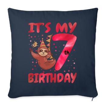 7th Birthday Cute Sloth Party Hut Themed Birthday - Sofa pillowcase 17,3'' x 17,3'' (45 x 45 cm) - navy - Front