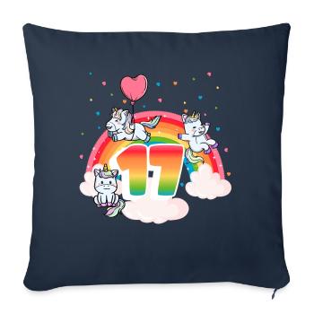 17th Birthday Rainbow Unicorn Theme - Sofa pillowcase 17,3'' x 17,3'' (45 x 45 cm) - navy - Front