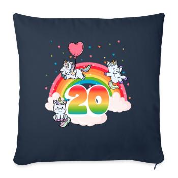 20th Birthday Rainbow Unicorn Theme - Sofa pillowcase 17,3'' x 17,3'' (45 x 45 cm) - navy - Front