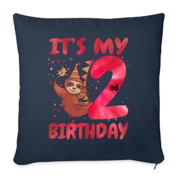 2nd Birthday Cute Sloth Party Hut Themed Birthday - Sofa pillowcase 17,3'' x 17,3'' (45 x 45 cm) - navy - Front