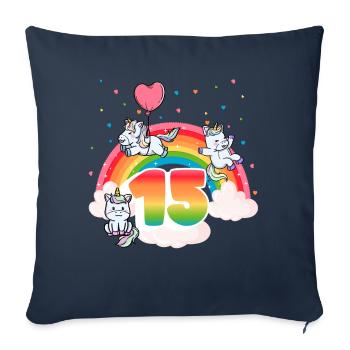 15th Birthday Rainbow Unicorn Theme - Sofa pillowcase 17,3'' x 17,3'' (45 x 45 cm) - navy - Front