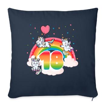 18th Birthday Rainbow Unicorn Theme - Sofa pillowcase 17,3'' x 17,3'' (45 x 45 cm) - navy - Front