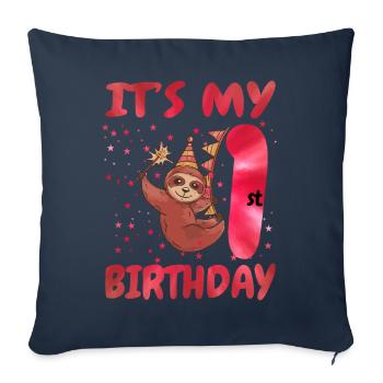 1st Birthday Cute Sloth Party Hut Themed Birthday - Sofa pillowcase 17,3'' x 17,3'' (45 x 45 cm) - navy - Front