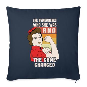 She Remembered Who She Was And The Game Changed - Sofa pillowcase 17,3'' x 17,3'' (45 x 45 cm) - navy - Front