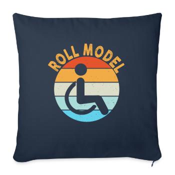 Roll Model Disability Awareness PWD Fauteuil roulant - Housse de coussin décorative 45 x 45 cm - bleu marine - Devant