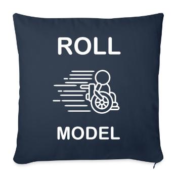 Roll Model Disability Awareness PWD Fauteuil roulant - Housse de coussin décorative 45 x 45 cm - bleu marine - Devant