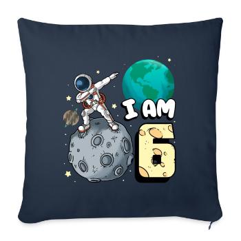 I am 6 room astronaut child Moon Walker 6. - Sofa pillowcase 17,3'' x 17,3'' (45 x 45 cm) - navy - Front