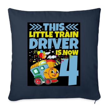4th birthday this little train driver is now 4 - Sofa pillowcase 17,3'' x 17,3'' (45 x 45 cm) - navy - Front