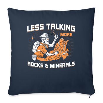 Moins de paroles, plus de pierres et de minéraux - Housse de coussin décorative 45 x 45 cm - bleu marine - Devant