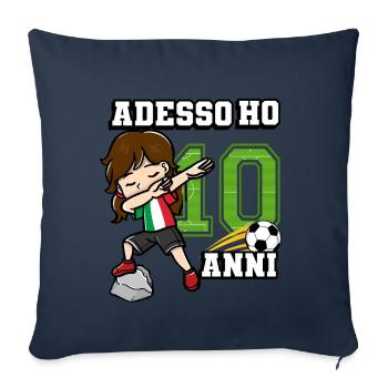 Soccer Girl C’est mon 10e anniversaire italien - Housse de coussin décorative 45 x 45 cm - bleu marine - Devant