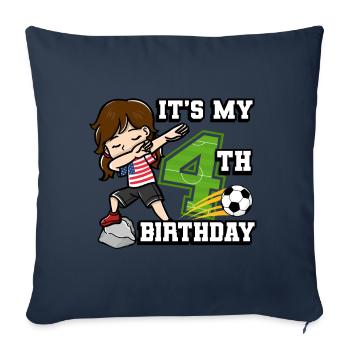 Soccer Girl It's My 4th Birthday American - Sofa pillowcase 17,3'' x 17,3'' (45 x 45 cm) - navy - Front