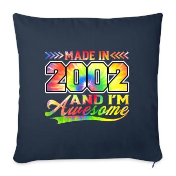 Fabriqué en 2002 et je suis génial Tie Dye coloré - Housse de coussin décorative 45 x 45 cm - bleu marine - Devant