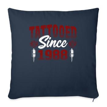 Tattooed Since 1988 Red Rose Theme - Sofa pillowcase 17,3'' x 17,3'' (45 x 45 cm) - navy - Front