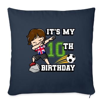 Soccer Boy C’est mon drapeau de 10e anniversaire - Housse de coussin décorative 45 x 45 cm - bleu marine - Devant