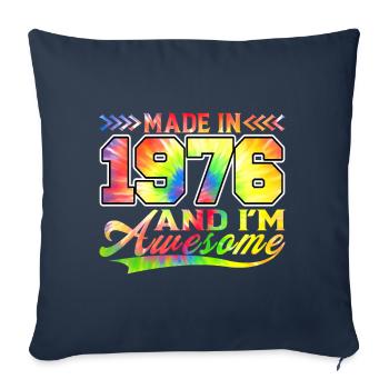 Fabriqué en 1976 et je suis génial Tie Dye coloré - Housse de coussin décorative 45 x 45 cm - bleu marine - Devant