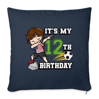 Football boy It's my 12th birthday - Sofa pillowcase 17,3'' x 17,3'' (45 x 45 cm) - navy - Front